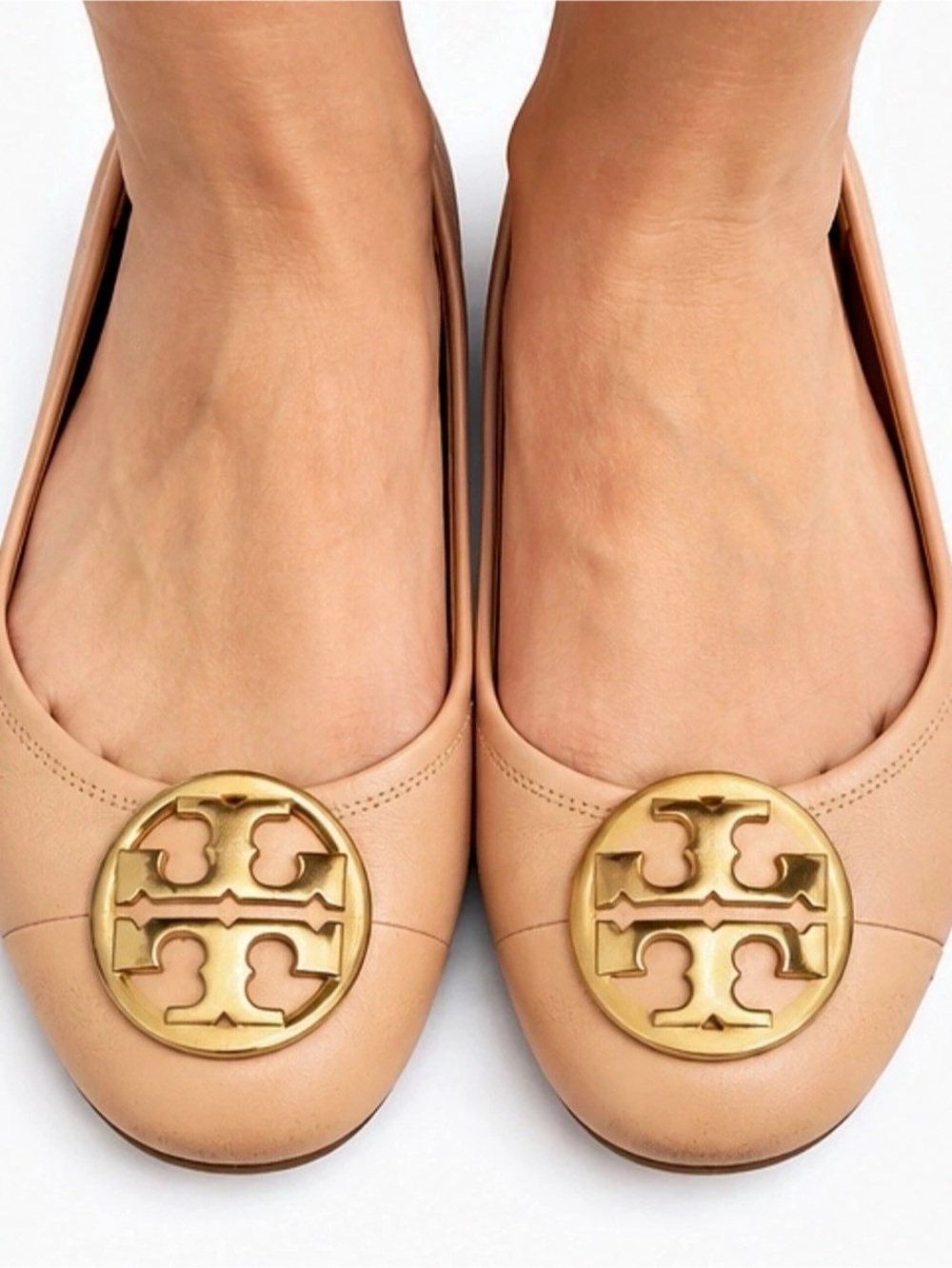 Tory Burch Caroline Ballet Flat Leather Flats Tan US 7M